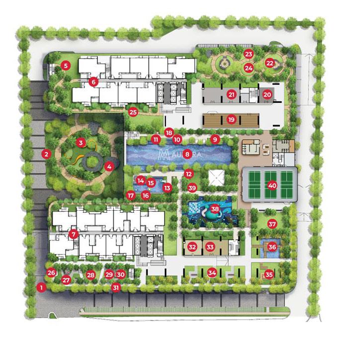 M Aurora podium facilities site plan